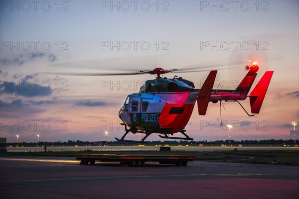 Police helicopter type BK 117 taking off for an operational flight