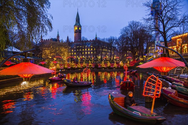 Christmas decorations in the Tivoli Gardens amusement park