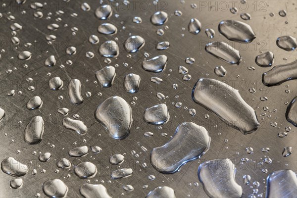 Water droplets on a metal surface