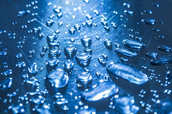 Water droplets on a metal surface