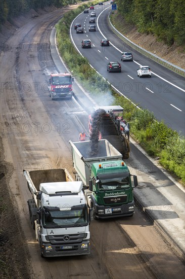 Earthworks on a large highway construction site on the A52 motorway