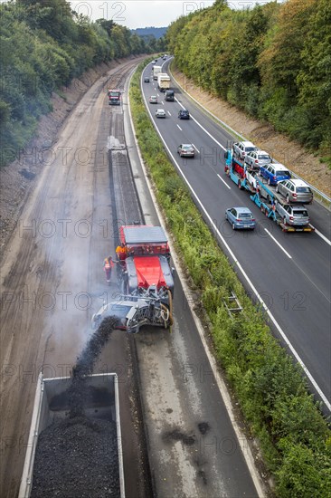 Earthworks on a large highway construction site on the A52 motorway