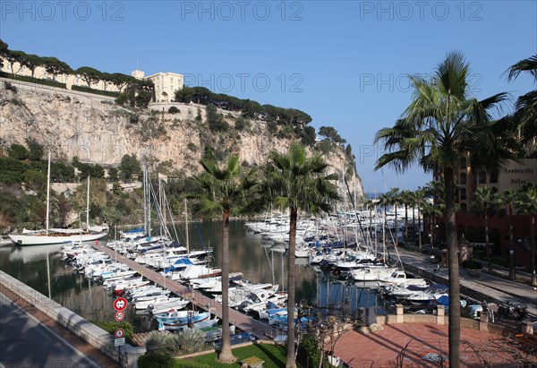 Sailboats moored in the port of Fontvieille Port de Fontvieille