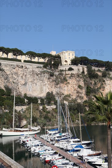 Sailboats moored in the port of Fontvieille
