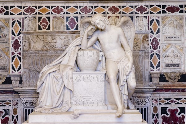 Tomb with an angel in the crypt of the Cathedral of Santa Maria di Castello