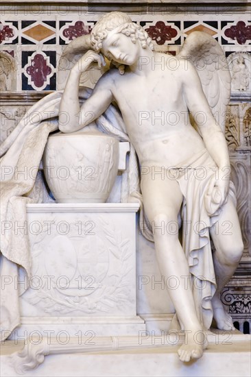 Tomb with an angel in the crypt of the Cathedral of Santa Maria di Castello