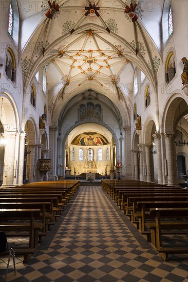 Nave with a Gothic stellar vault of the Basilica of St. Castor