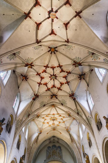 Nave with a Gothic stellar vault of the Basilica of St. Castor