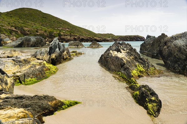 Rocks overgrown with algae in the Spiaggia di Planusartu bay