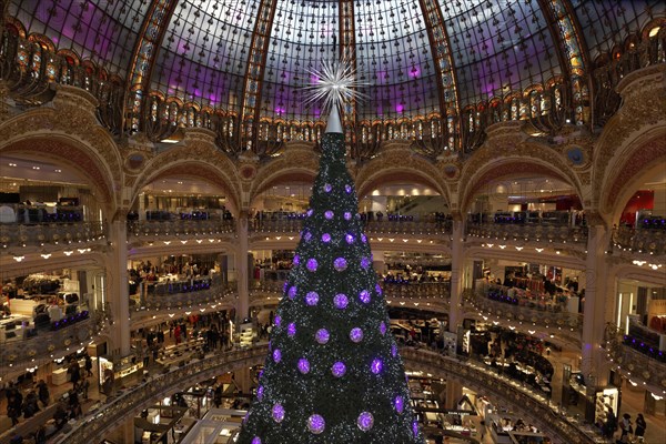 Swarovski Christmas tree in the Great Hall of the Galeries Lafayette