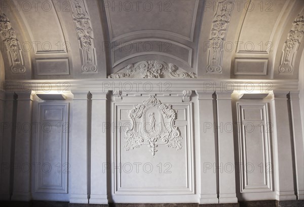 Restored hall with stucco in a historic Berlin building