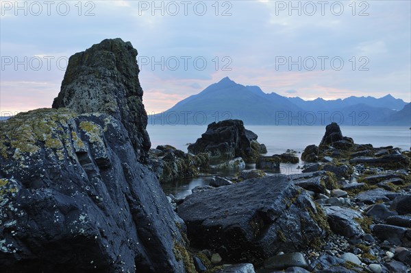 Coastal landscape with rocks in the evening light