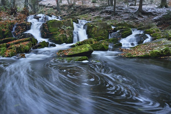 Waterfall in the Selke River in autumn