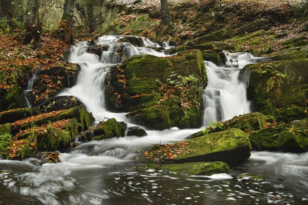 Waterfall in the Selke River in autumn