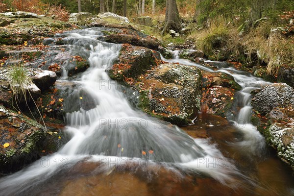 Unterer Bodefall waterfall in autumn