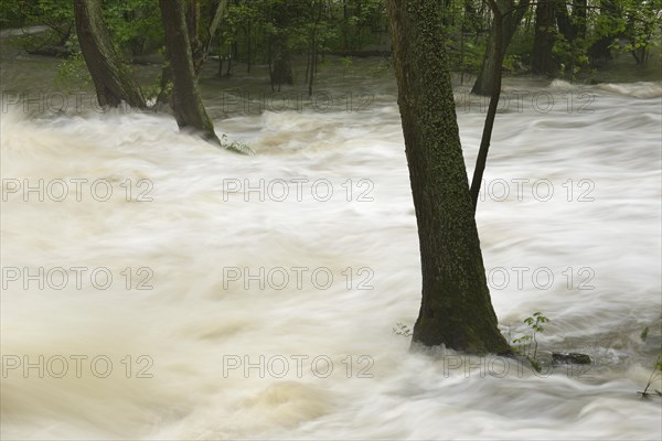 Waterfall on the Selke River during a flood