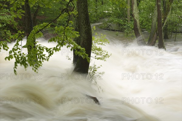 Waterfall on the Selke River during a flood