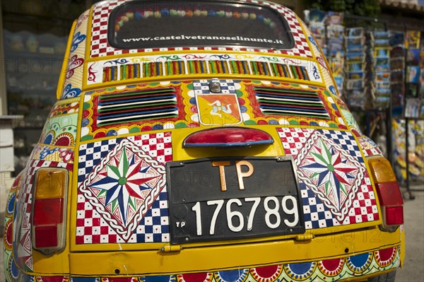 Brightly painted vintage Fiat