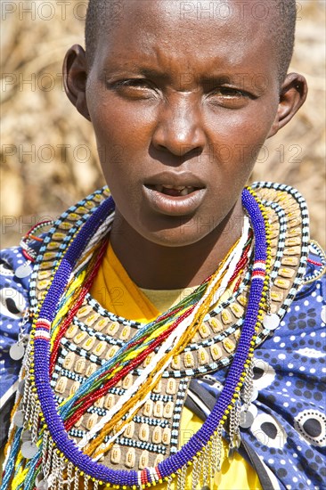 Maasai woman wearing traditional dress