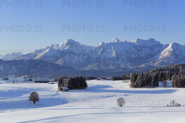 Winter landscape with the Tannheim Mountains