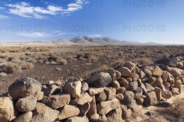 Dry wall in a desertlike landscape