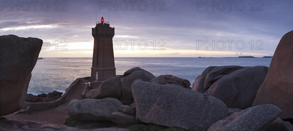 Phare de Ploumanac'h or Phare de Mean Ruz lighthouse on the Cote de Granit Rose or Pink Granite Coast
