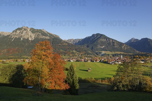 Oberstdorf with Nebelhorn mountain and Schattenberg mountain