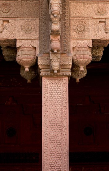 Decorative elements carved on a sandstone pillar