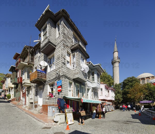 Wooden houses with bay windows