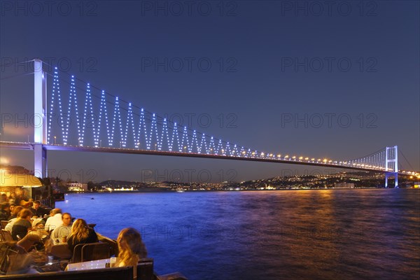 Restaurant on the Bosphorus with the Bosphorus Bridge