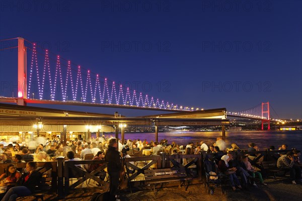 Restaurant on the Bosphorus with the Bosphorus Bridge