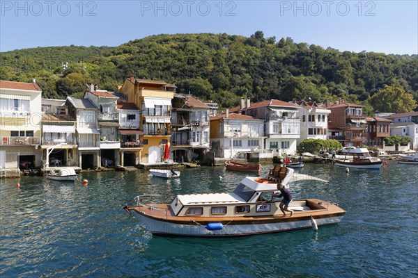 Houses with boat garages on the shore of the Bosphorus or Bosporus