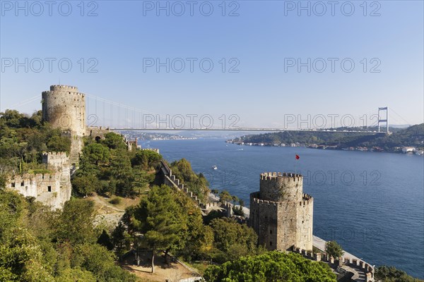 European fortress of Rumelihisari or Rumelian Castle with Saruca Pasa Tower and Halil Pasa Tower