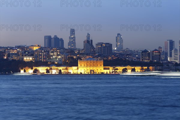 Dolmabahce Palace and skyscrapers in Sisli