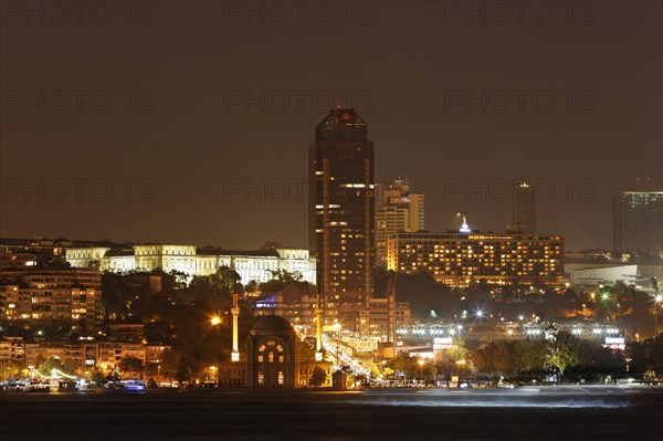 Dolmabahce Palace and skyscrapers in Sisli