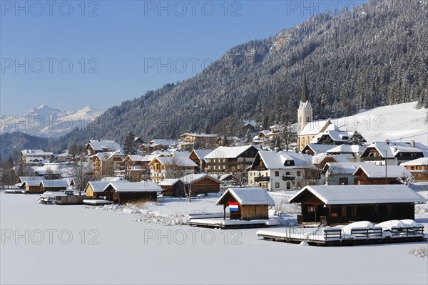 Frozen Weissensee lake