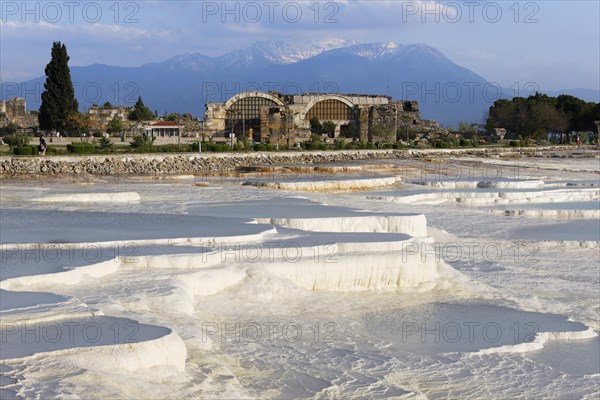 Travertine terraces of Pamukkale and Hierapolis Archeological Museum