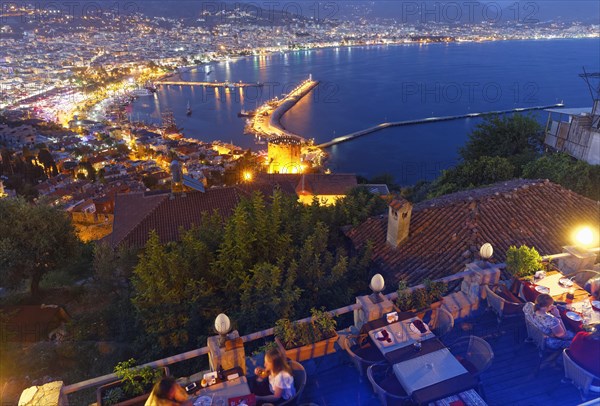 Historic town centre of Alanya with the port and Kizil Kule or Red Tower