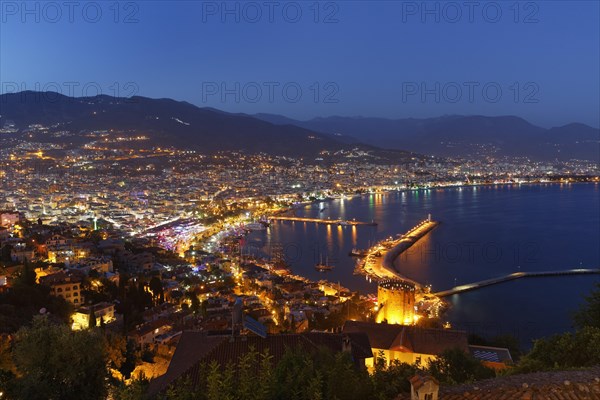 Historic town centre of Alanya with the port and Kizil Kule or Red Tower