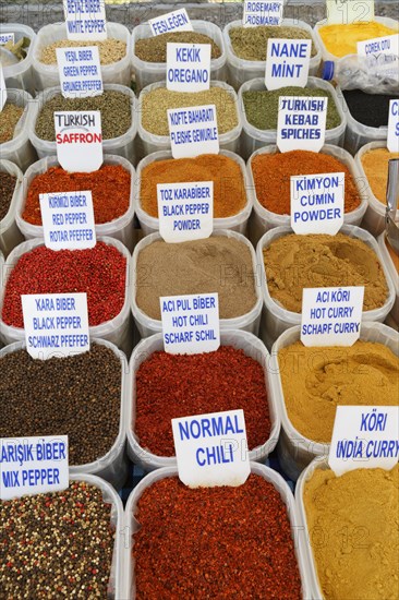 Spices for sale at a market stall