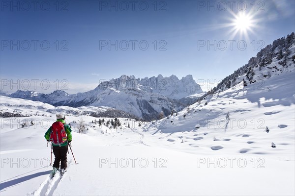 Cross-country skier descending Juribrutto Mountain
