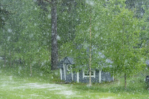 Finnish sauna in hail