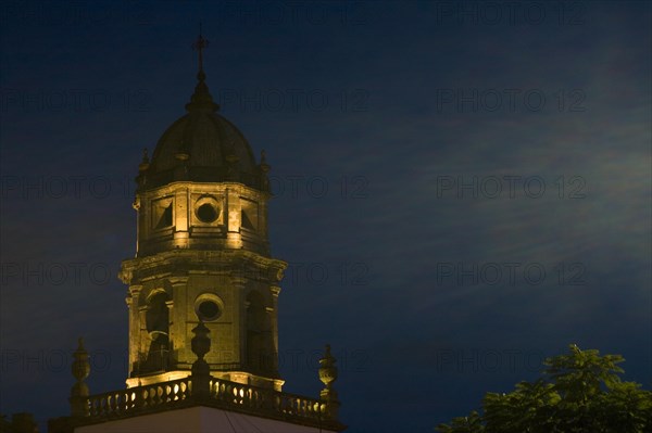 Tower of the Templos de San Agustin at night