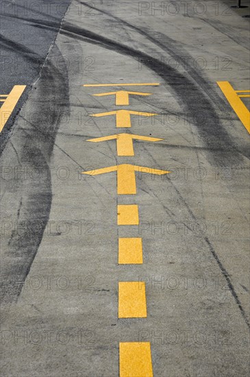 Markings in the pit lane during testing at the Circuit de Catalunya or Circuit de Barcelona