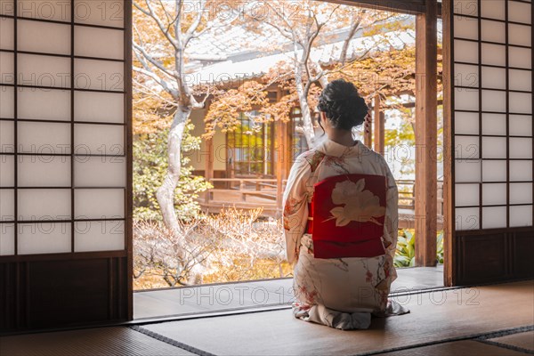 Japanese woman dressed with kimono