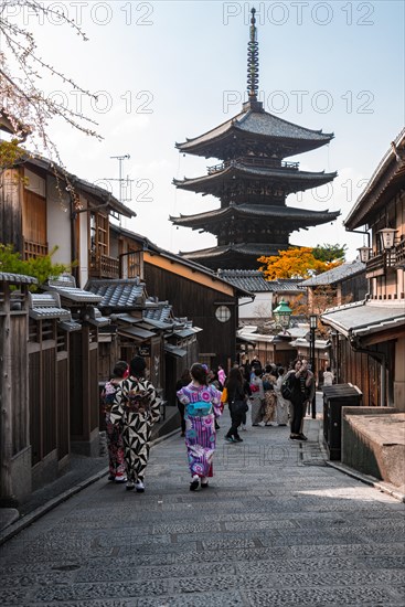 Pedestrian with kimono