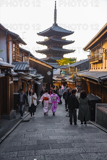 Pedestrian with kimono