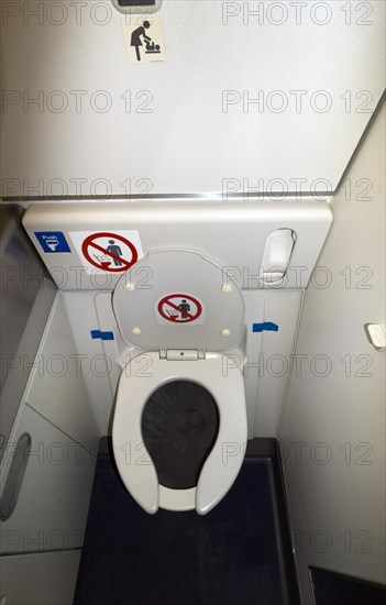 Lavatory on an airplane