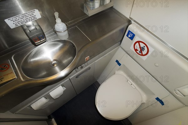 Lavatory on an airplane