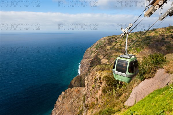 Cable car on the cliff coast of Santa Maria Madalena